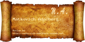 Matkovich Adalbert névjegykártya